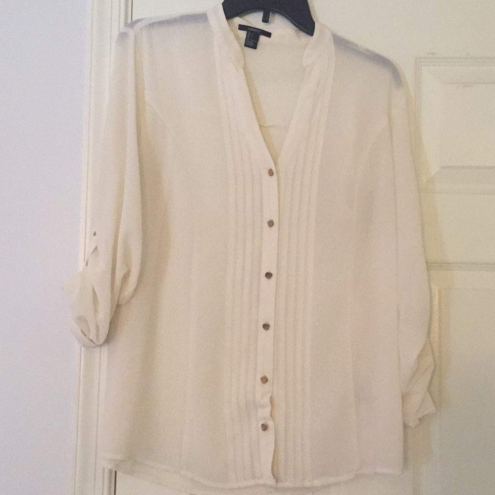 Forever 21 button down cream blouse